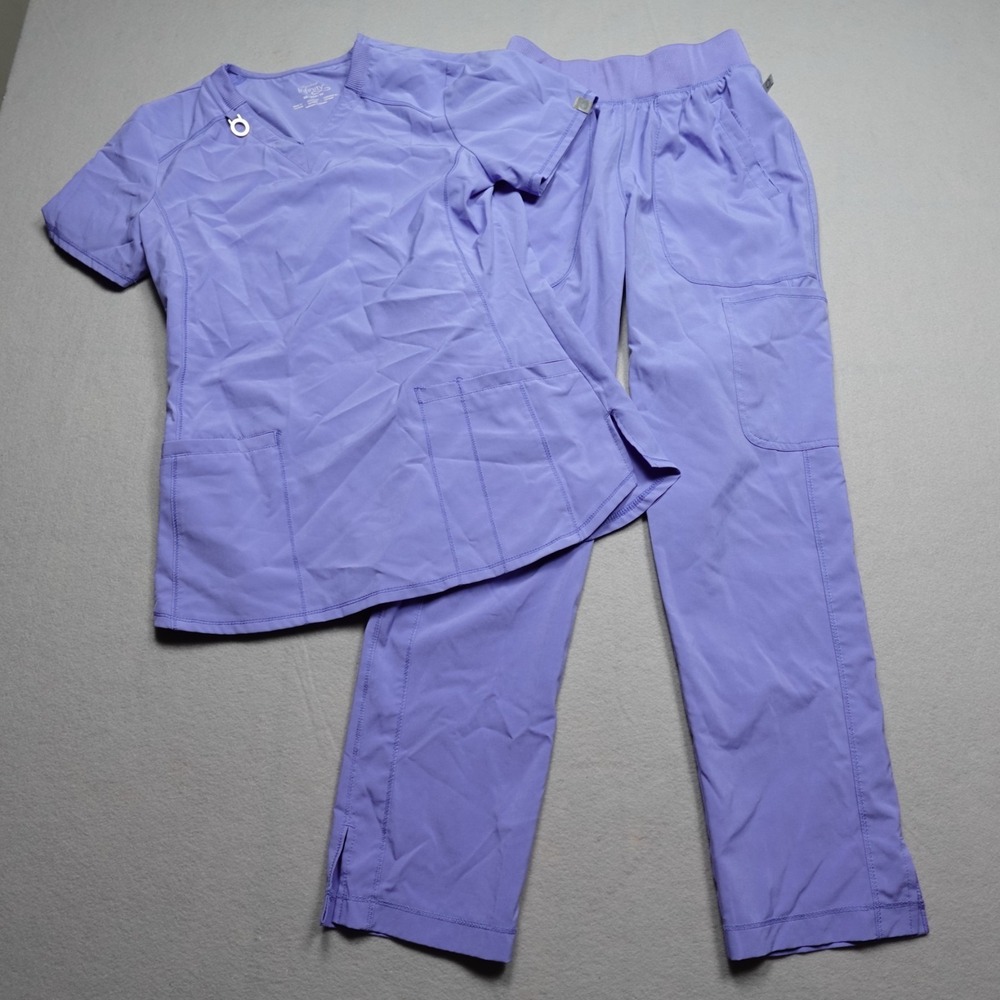 Cherokee Infinity Scrub Set Womens XS Blue V-Neck Top Jogger Pants Stretch